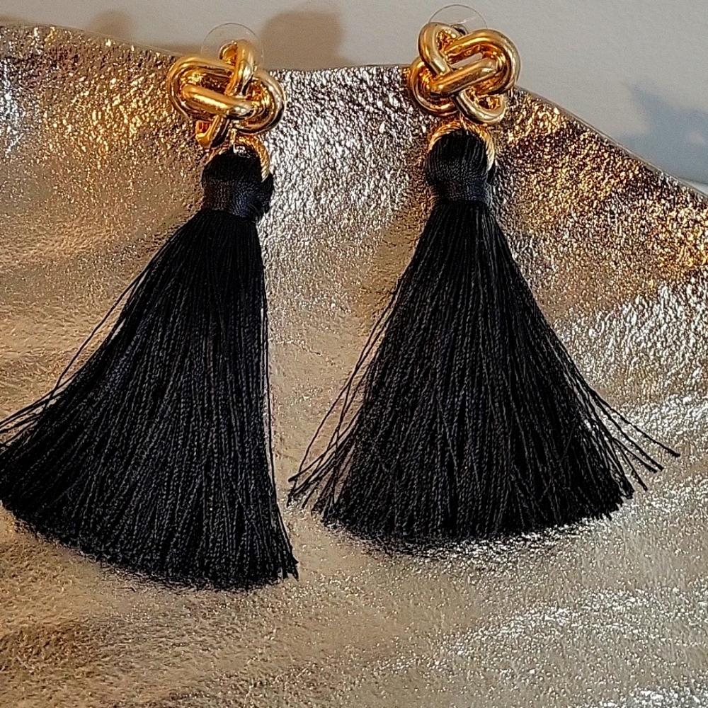 Black tassel earrings